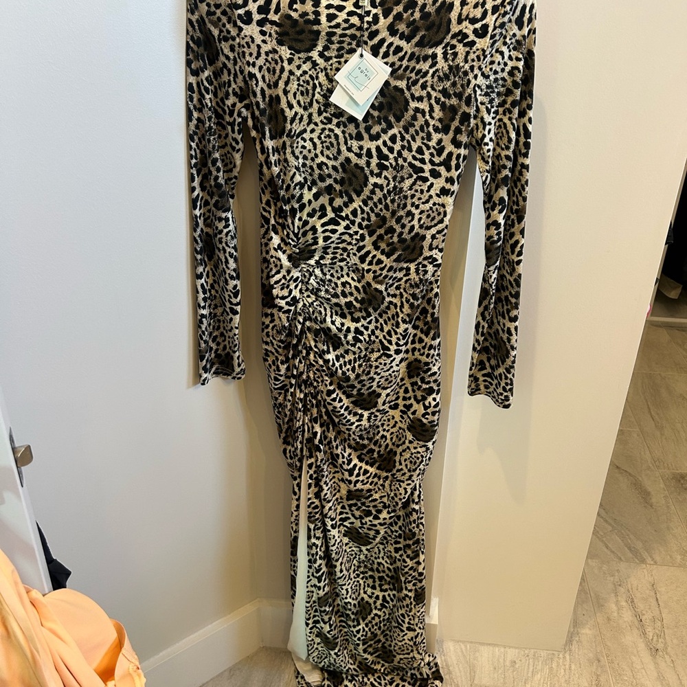 Leopard Print Long Sleeve Dress